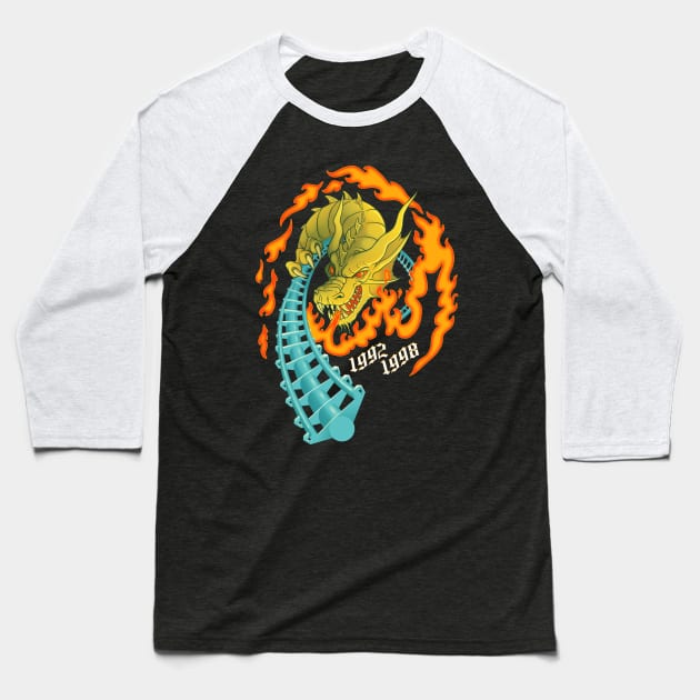 UP IN FLAMES - Drachen Fire Roller Coaster Busch Gardens Baseball T-Shirt by JFells